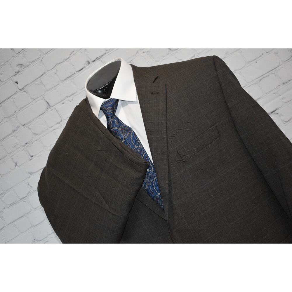 Chaps Wool Suit Jacket Mens 48 R Brown 2 Piece Pants 42‎ x 30 Single Vent 2Btn